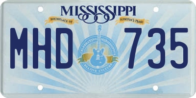 MS license plate MHD735