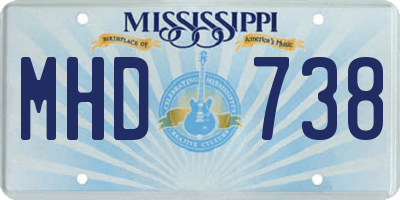 MS license plate MHD738