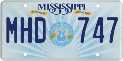 MS license plate MHD747