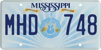 MS license plate MHD748