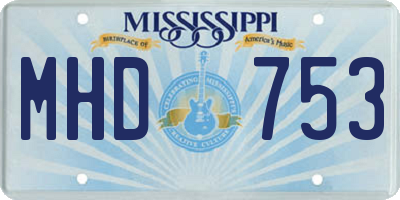 MS license plate MHD753