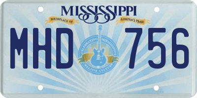 MS license plate MHD756