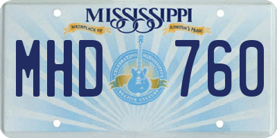 MS license plate MHD760