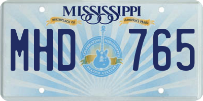 MS license plate MHD765