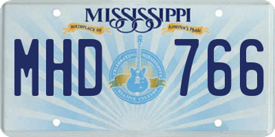 MS license plate MHD766