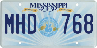 MS license plate MHD768