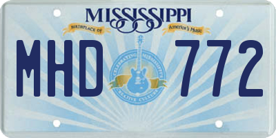 MS license plate MHD772