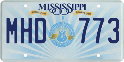 MS license plate MHD773