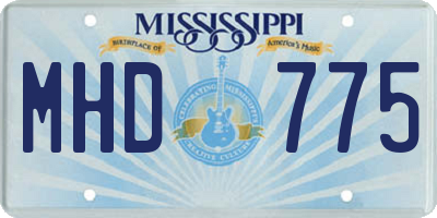 MS license plate MHD775