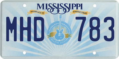 MS license plate MHD783