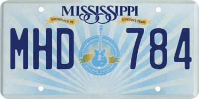 MS license plate MHD784