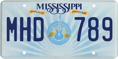 MS license plate MHD789