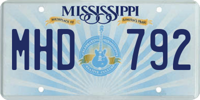 MS license plate MHD792
