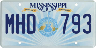 MS license plate MHD793