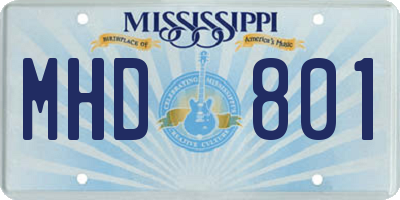 MS license plate MHD801