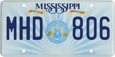 MS license plate MHD806