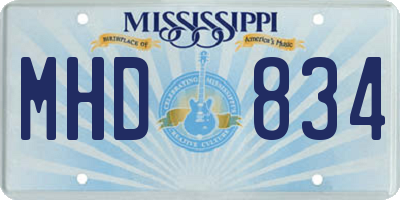 MS license plate MHD834