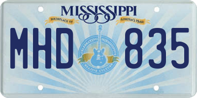 MS license plate MHD835