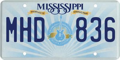 MS license plate MHD836