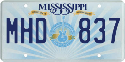 MS license plate MHD837