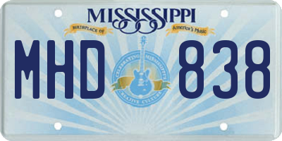MS license plate MHD838