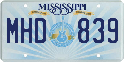 MS license plate MHD839