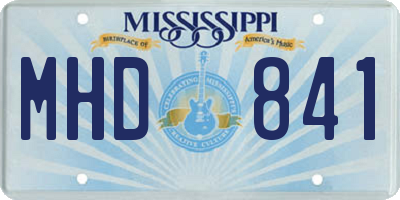 MS license plate MHD841