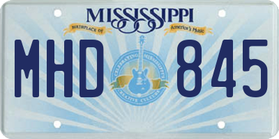 MS license plate MHD845