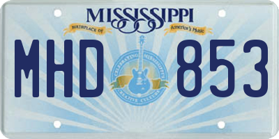 MS license plate MHD853