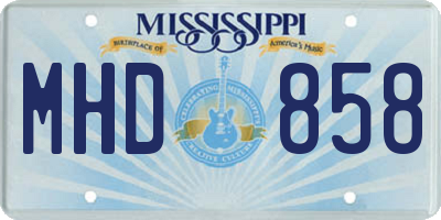 MS license plate MHD858