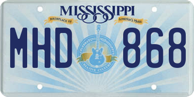 MS license plate MHD868