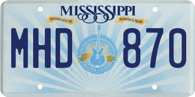 MS license plate MHD870