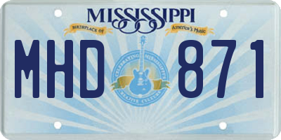 MS license plate MHD871