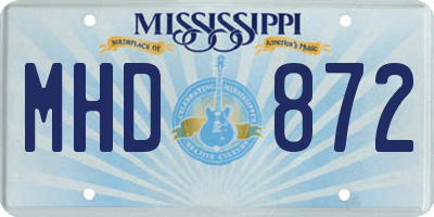 MS license plate MHD872