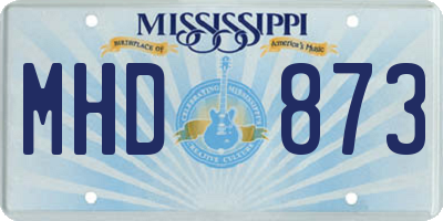 MS license plate MHD873