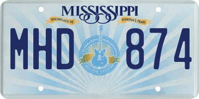 MS license plate MHD874