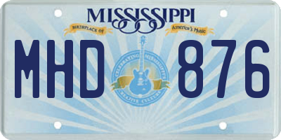 MS license plate MHD876
