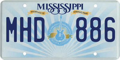MS license plate MHD886