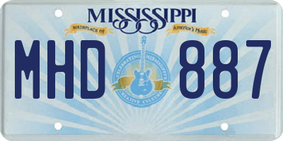 MS license plate MHD887