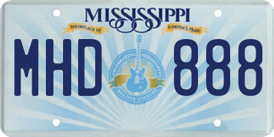 MS license plate MHD888