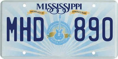 MS license plate MHD890
