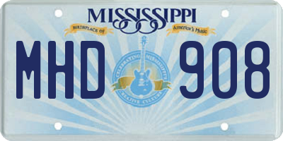 MS license plate MHD908