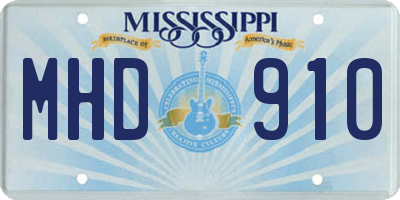 MS license plate MHD910