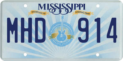 MS license plate MHD914