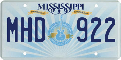 MS license plate MHD922
