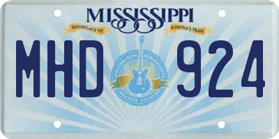MS license plate MHD924