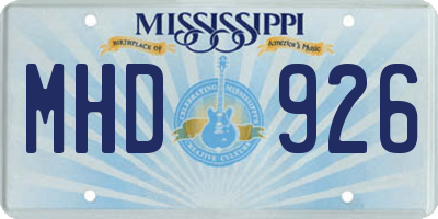 MS license plate MHD926