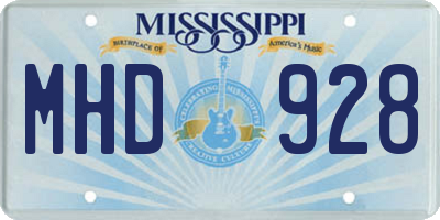 MS license plate MHD928