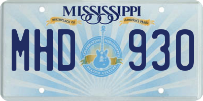 MS license plate MHD930