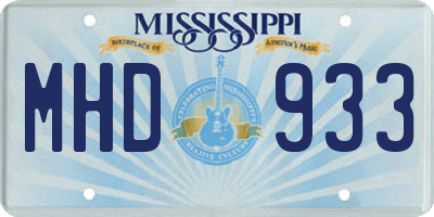 MS license plate MHD933